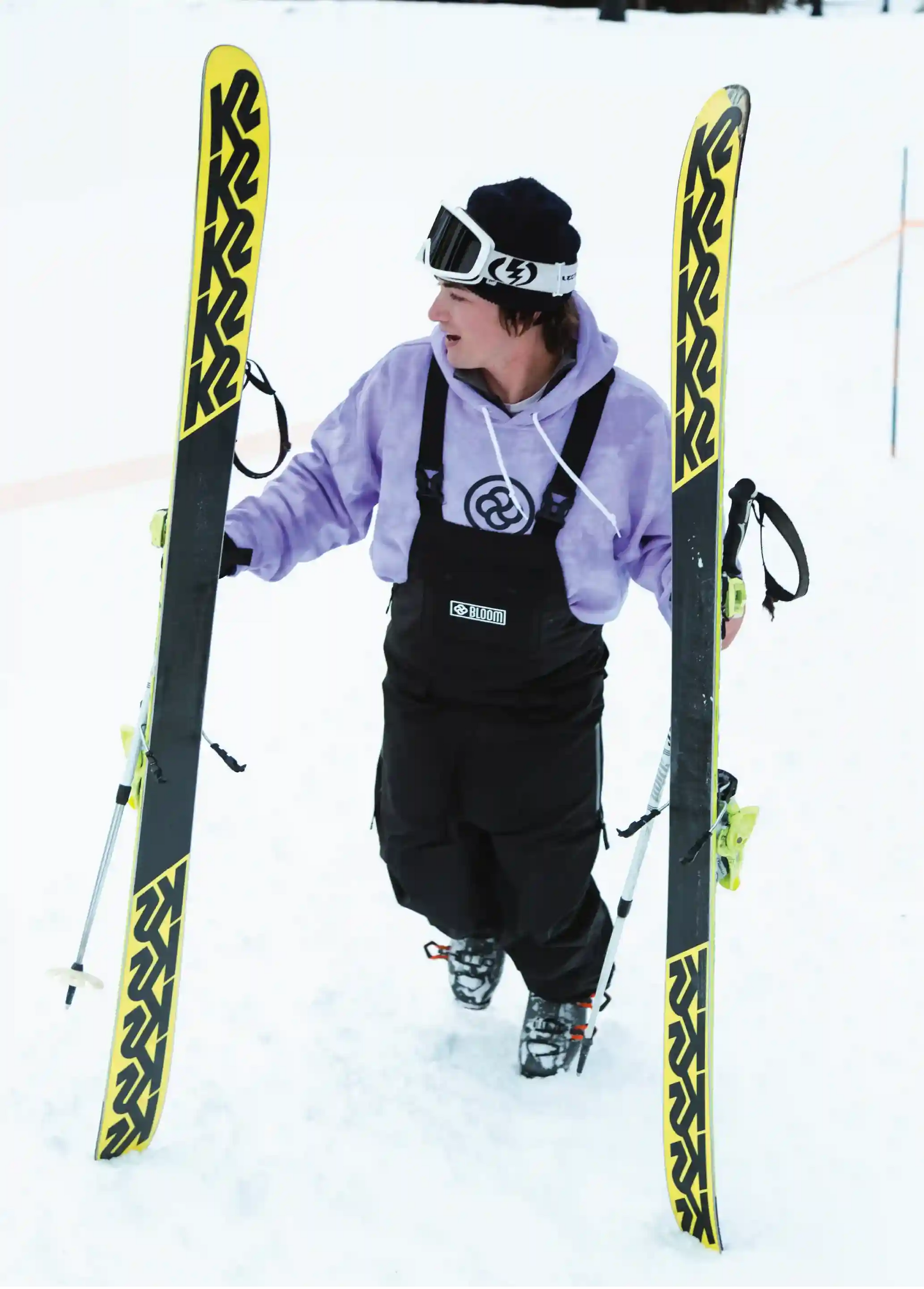 man wearing the best ski bibs