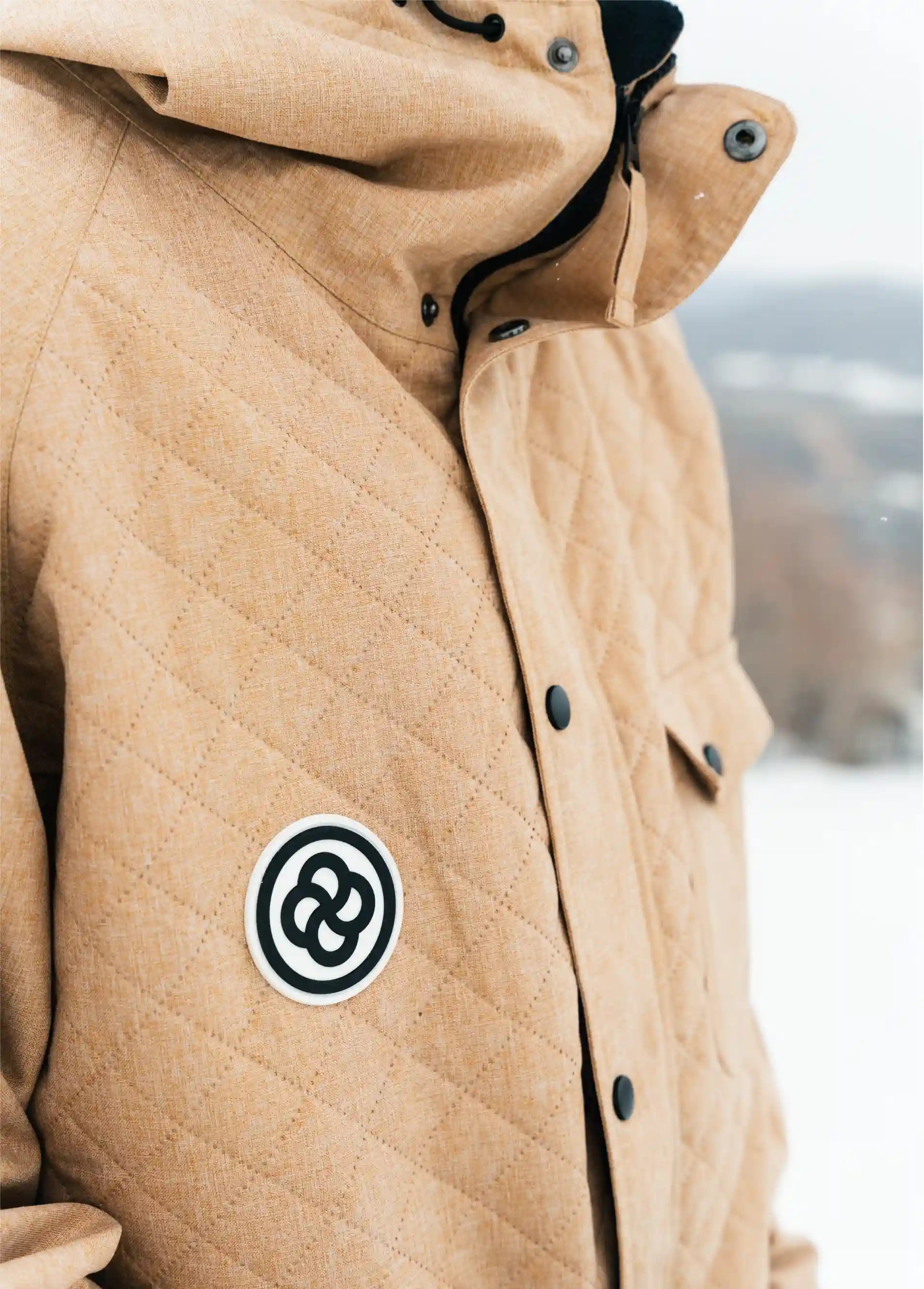 Close-up look at the best ski jacket for powder days