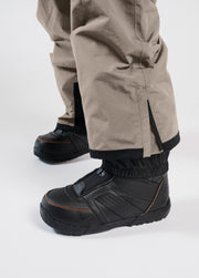 Brown snowboard pant with boot gaiter