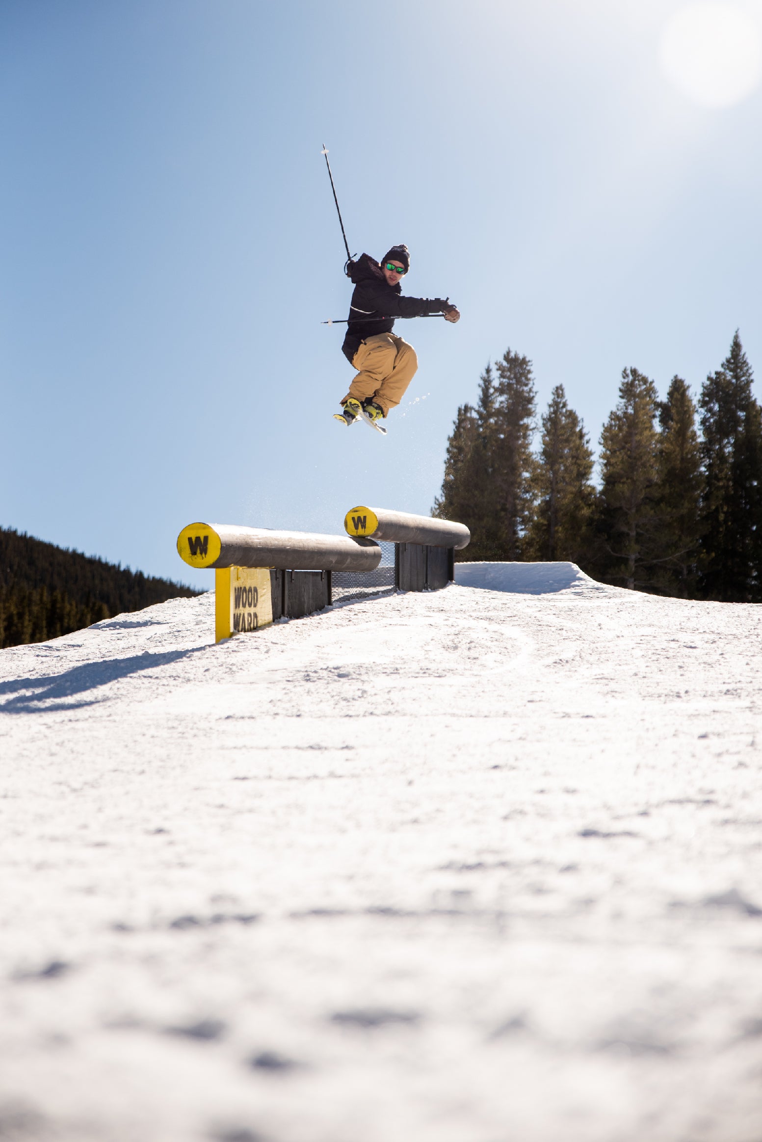 mens khaki ski bib action photo bloom outerwear