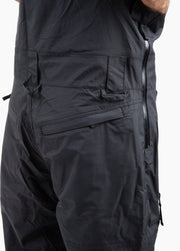 Men's black snowboard bib with belt loops and back pocket