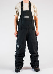 Front view of men's black snowboard bib