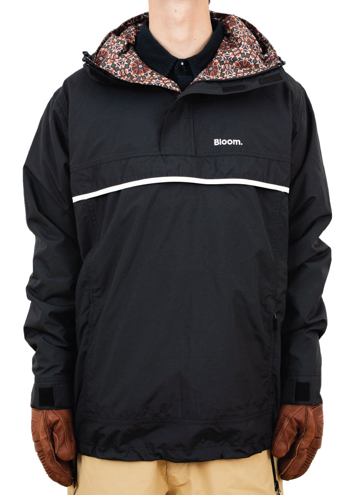 Mens Waterproof anorak ski and snowboard jacket for winter from Bloom Outerwear color black